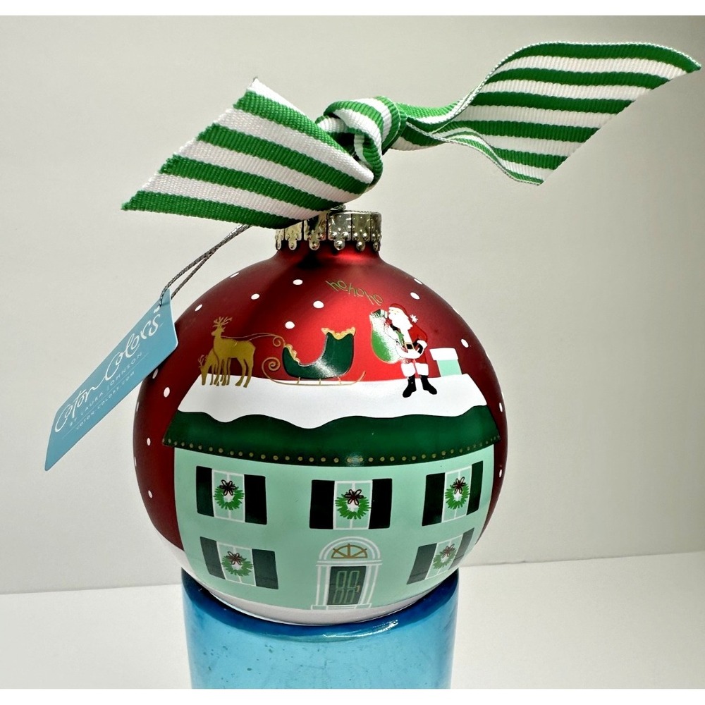 Coton Colors Home For Holidays Christmas Ornament Glass Ball Tags